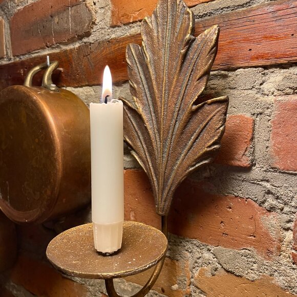 🕯️Vintage copper coloured Leaf Candle Sconce/ holder🌛Applique de bougie - Picture 3 of 8